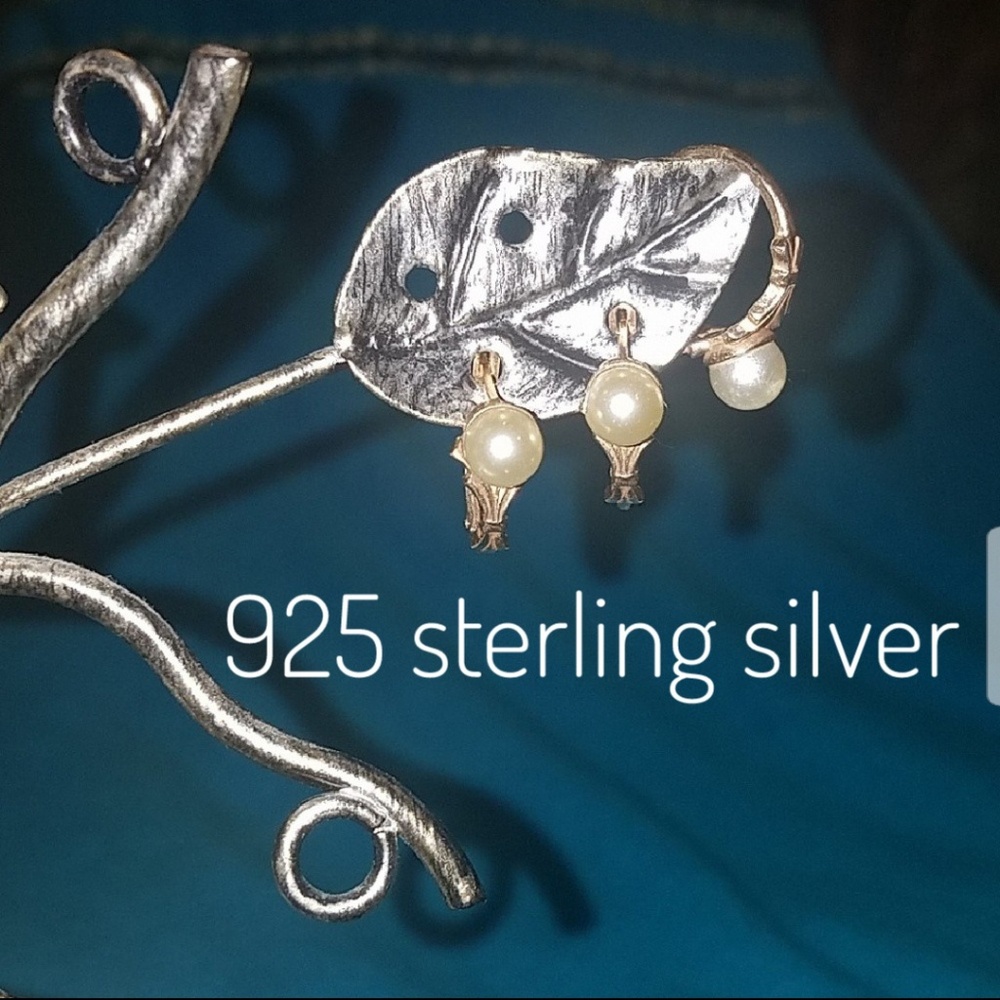925 sterling silver and pearl earrings and ring